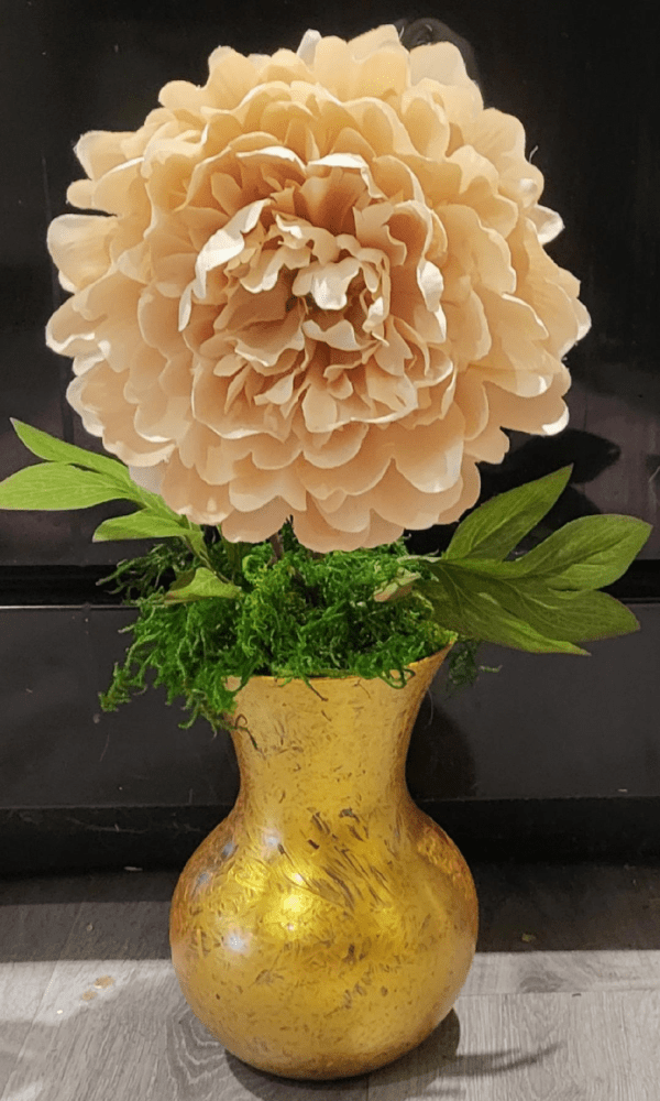 Beige large flower in gold vase