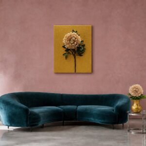 GILDED BLOOM — Dimensional Beige Flower on Textured Canvas