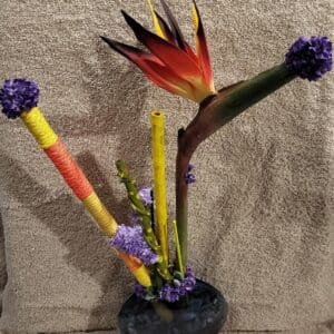 A bird of paradise flower in a vase.