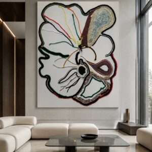 YARN AND PEARLS — Mixed-Media Canvas Artwork